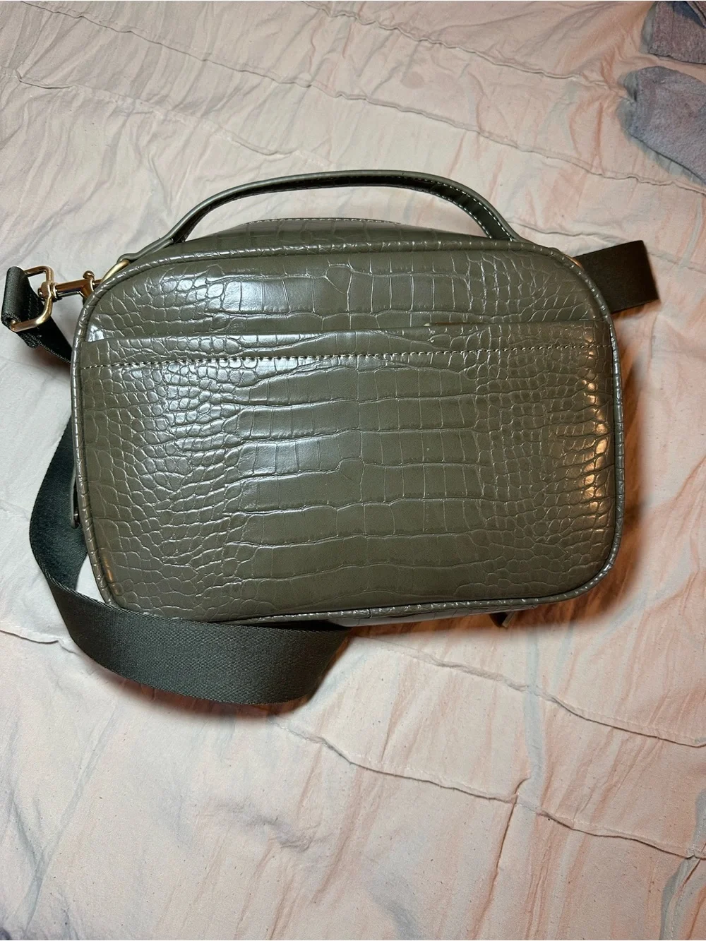 Twelve Little Olive Croc-Embossed Crossbody Bag